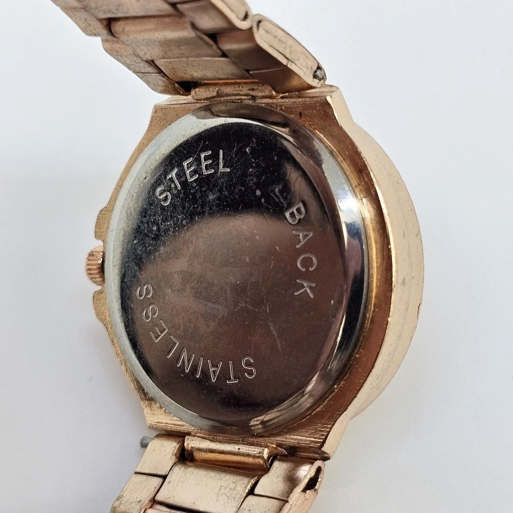 30MM Women's Watch Gold Dial Crystal Bezel Gold Bracelet Band 6.5